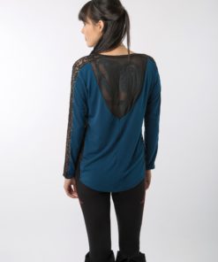 Alternative view of Long Sleeve Lace Inset Top w/crest